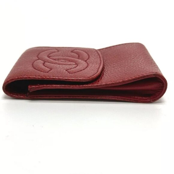 CHANEL CC CC Mark mini Pouch Cigarette case Caviar Leather Red - Picture 10 of 11